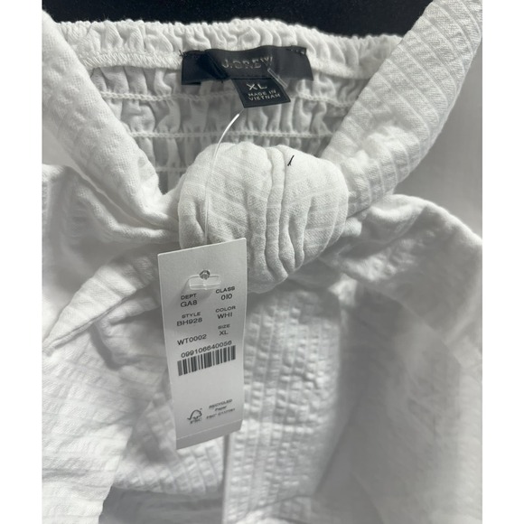 J Crew NWT Seesucker Tie-Front top Cropped White Size XL - Picture 4 of 4